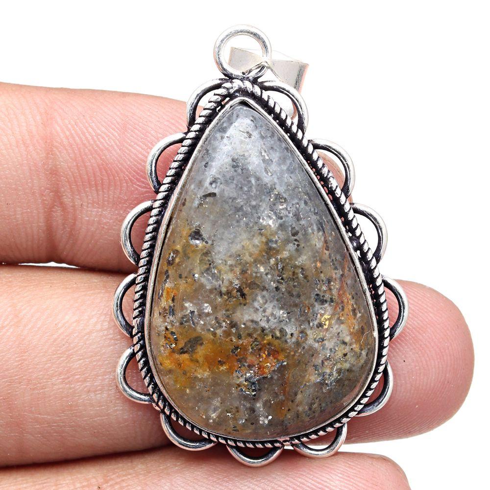 Pendant Rutile Quartz Gemstone Handmade Gift For Her Silver Jewelry 2"