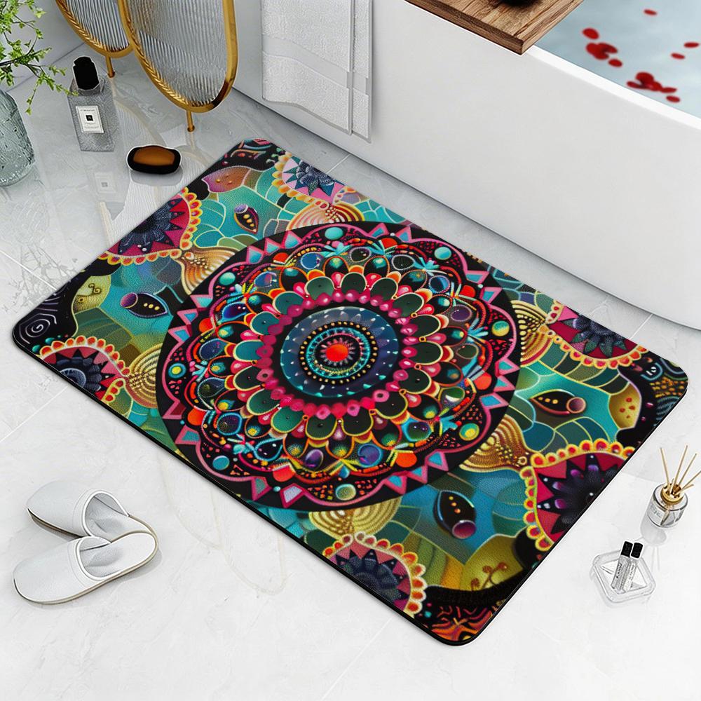 Pattern F-Foreign Pattern Floor Mat Eco Diatomite Antibacterial Odor-Resistant Floor Mat & Drain Pad for Kitchen & Bathroom