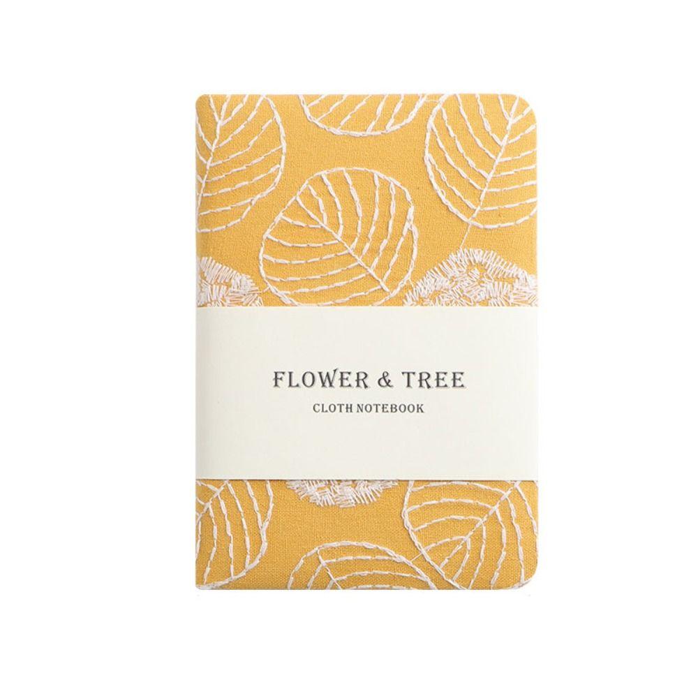 Fabric Cover Leaf Hand Ledger Compact Pocket Book Embroidered Notebook  for Going Back To School
