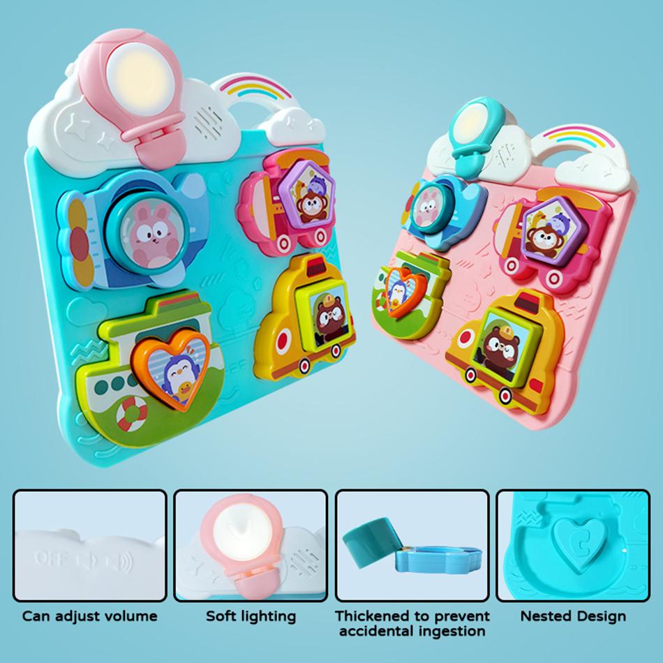 Montessori Baby Kształt Poznawczy Gra Planszowa do Dopasowywania z Dźwiękiem Trening Inteligencji Wczesne Edukacyjne Zabawki Muzyczne Zabawki Puzzle