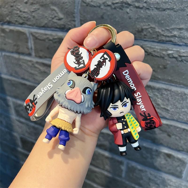 Trendy Demon Slayer Keychains: Cool Nezuko, Kyoujurou, Tanjiro Bag Pendant for Men & Women