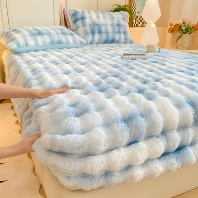 1 Stück Luxuriöses Verdicktes Spannbettlaken aus Kunstkaninchenfell - Weich, Warm und Bequem, Maschinenwaschbar, Ideal für Winterbettwäsche, Perfektes Geschenk für das Schlafzimmer