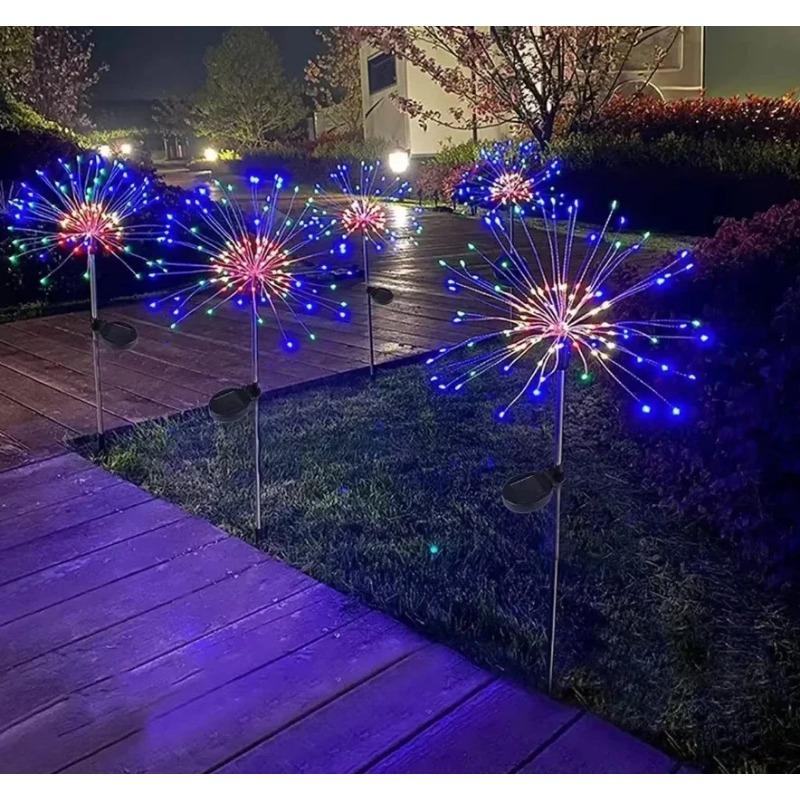 1 Pack Solar Fireworks Lights Outdoor,Holiday Lighting Firework Lights For Garden Patio,Halloween,Christmas,Wedding,Wall Decor