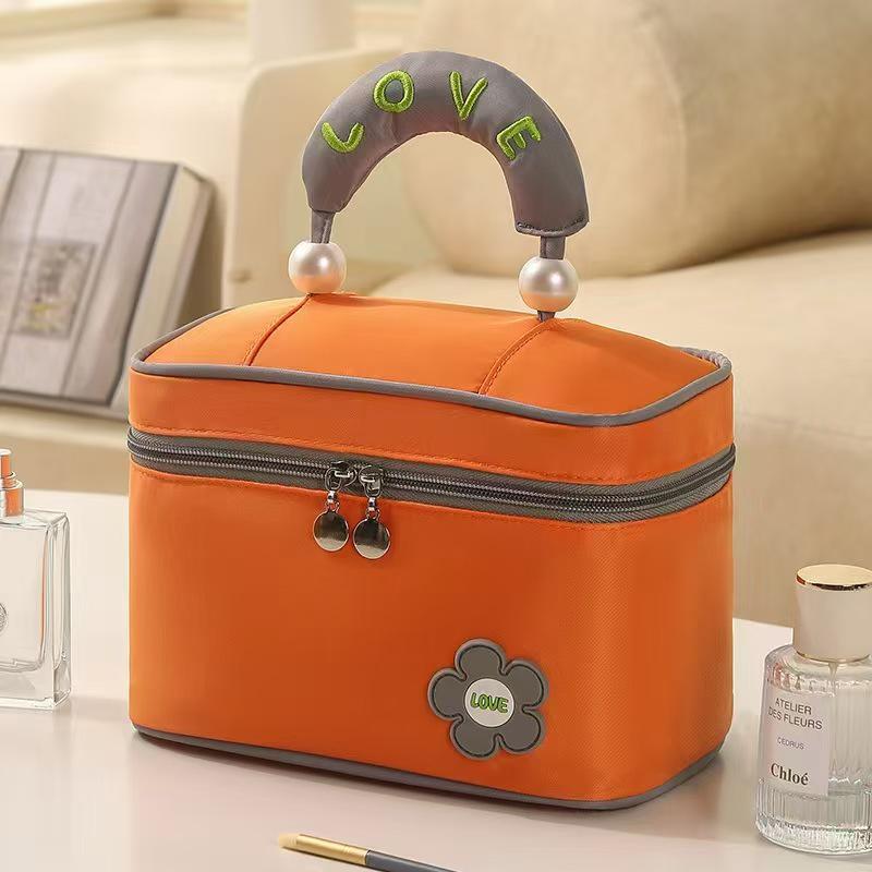 Large-Capacity Pearl Opening Cosmetic Travel Bag, Multifunctional Handheld Toiletry Storage