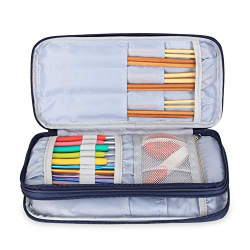 Teamoy Knitting Needle Storage Case for Circular Needles, Knitting Needles (up to 25cm), Crochet Hooks, Lace Hooks, Scissors, Sewing Needles, and Stit