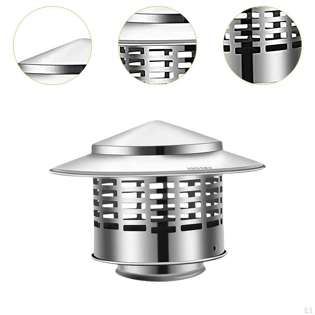 Round Chimney Cap Flue Cover Rainproof Cone Top Exhaust Vent Lid Roof Rain Guard