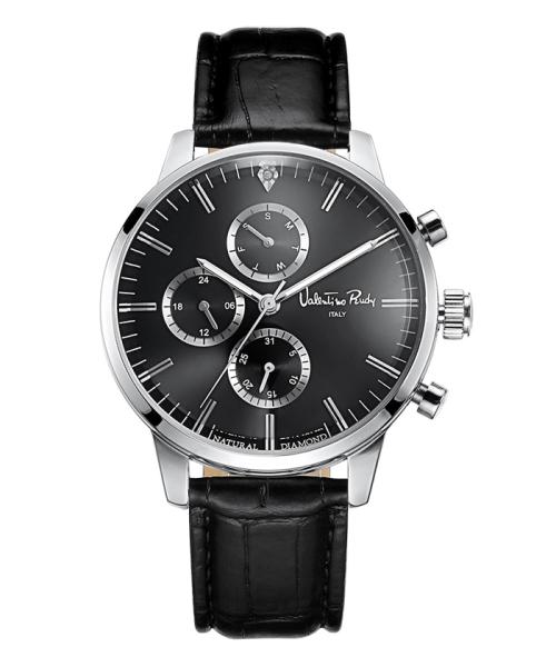 

[VALENTINO RUDY] VALENTINO RUDY Natural Diamond Men s Leather Wristwatch VR6567A-BKBK FREE
