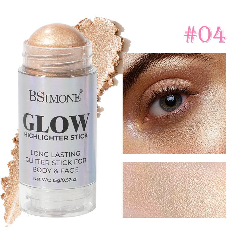 Body Shimmer Powder Highlighter Stick Facial Makeup Waterproof Sweat-Resistant Non-Fading Brightening Eyeshadow Highlighter