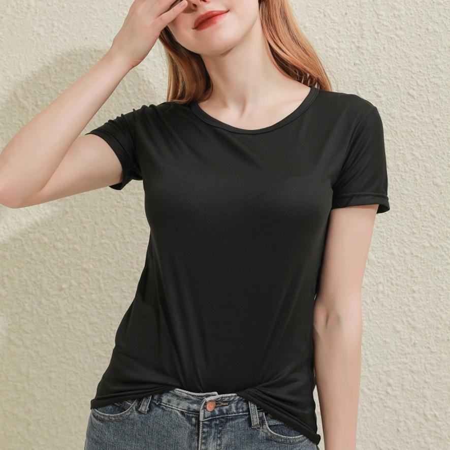 Women's Fashion Round Neck Short Sleeve Top T-Shirt Short Bottoming Shirt