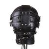 BDSM  Slave Fetish Sex Toys Adult Products Face Mask Headgear Leather Scattered Bronze Lock