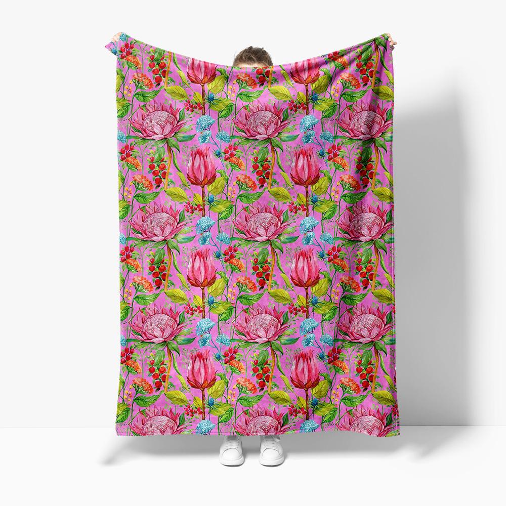 

Vibrant Floral Print Throw Blanket Soft Fleece Blanket for Sofa Bed Decoration Christmas Gift Gift for Women Kids 100x150cm