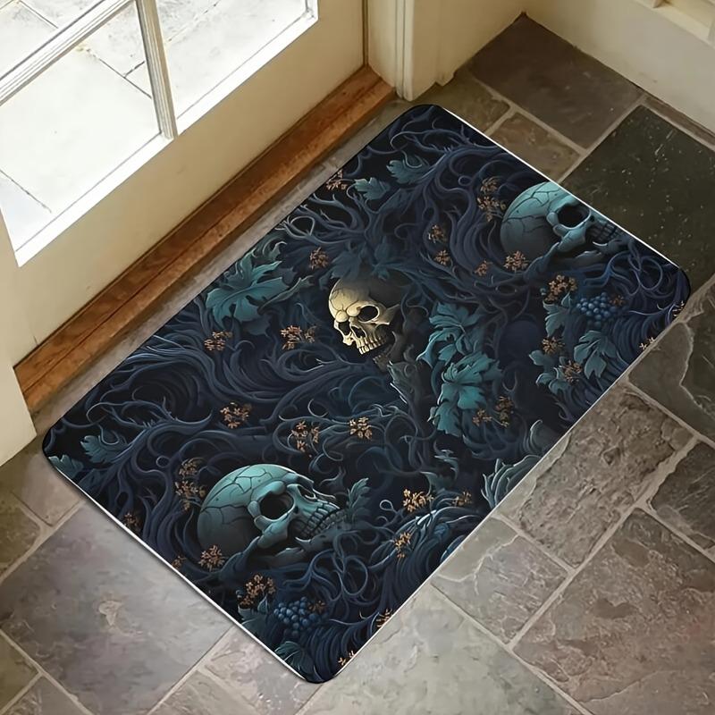 1PC Halloween skull Kitchen Rug Non-Slip Door Mat Pop design Bathroom Rug Bath Mat Carpet for Home Sink Laundry Decor