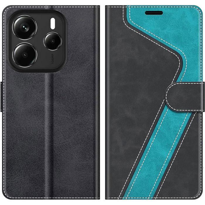 Coque pour Xiaomi Redmi Note 14 5G, Protection Antichoc Anti-Rayures Antichoc Effet Cuir Bleu