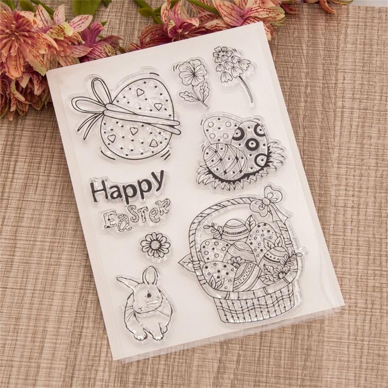 Metal Cutting Dies Clear Stamps Easter Rabbit Eggs Scrapbooking Album Photo Journal DIY Craft Card Making Home Decors