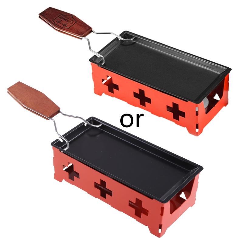 

Портативная сковорода для сыра, раклетница, духовка, гриль, пластина, противень для выпечки, набор для плиты с лопаткой для домашней кухни X3UC красный