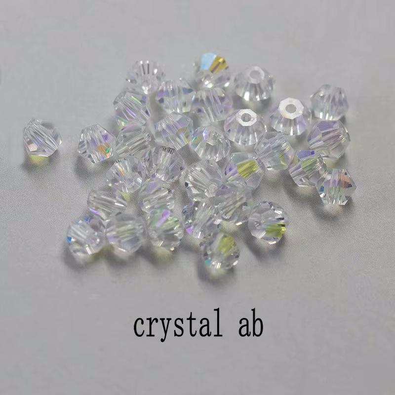 4mm Crystal Bicone Beads 100PCS Faceted Glass Beads Rainbow Loose Craft Beads for Bracelet Necklace Earring Keychain Making DIY