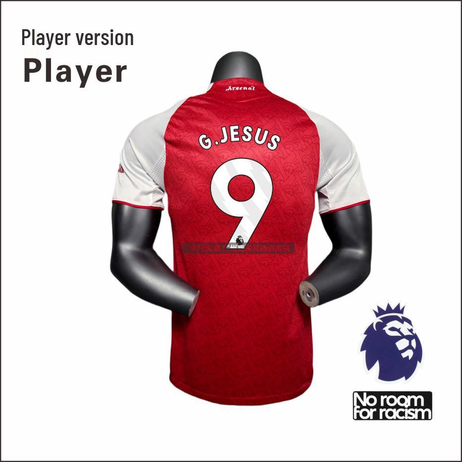 2025-2026 Arsenal Home Player Edition Jersey: Saka No. 7, Rice No. 41, Domann No. 56