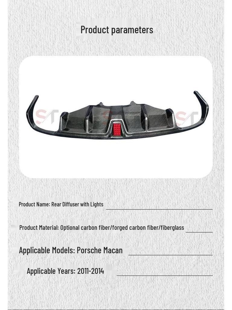 Porsche Macan Carbon Fiber Rear Lip Diffuser with Navigation Lights