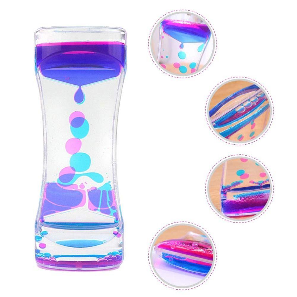Double Colors Oil Hourglass Timer Creative Movement Sensory Toys Oil Hourglass Kids Toy