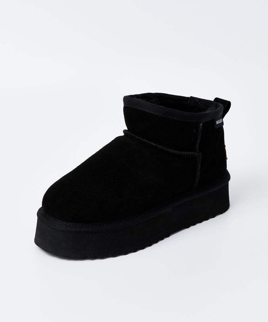 Mogaus Leather Fur Genuine Cowhide Platform Mini Boots 2 Colors