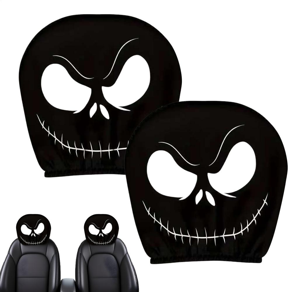 Headrest Cover 2 Pieces Halloween Car Head Rest Cover Protector Decorative Accessories For Automotive SUV Road Trip Daily