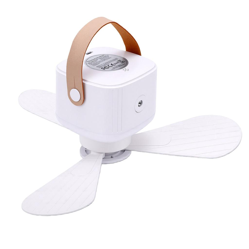 Portable Outdoor Ceiling Fan Adjustable Light Rechargeable 3 Blades Ceiling Fan for Outdoor White