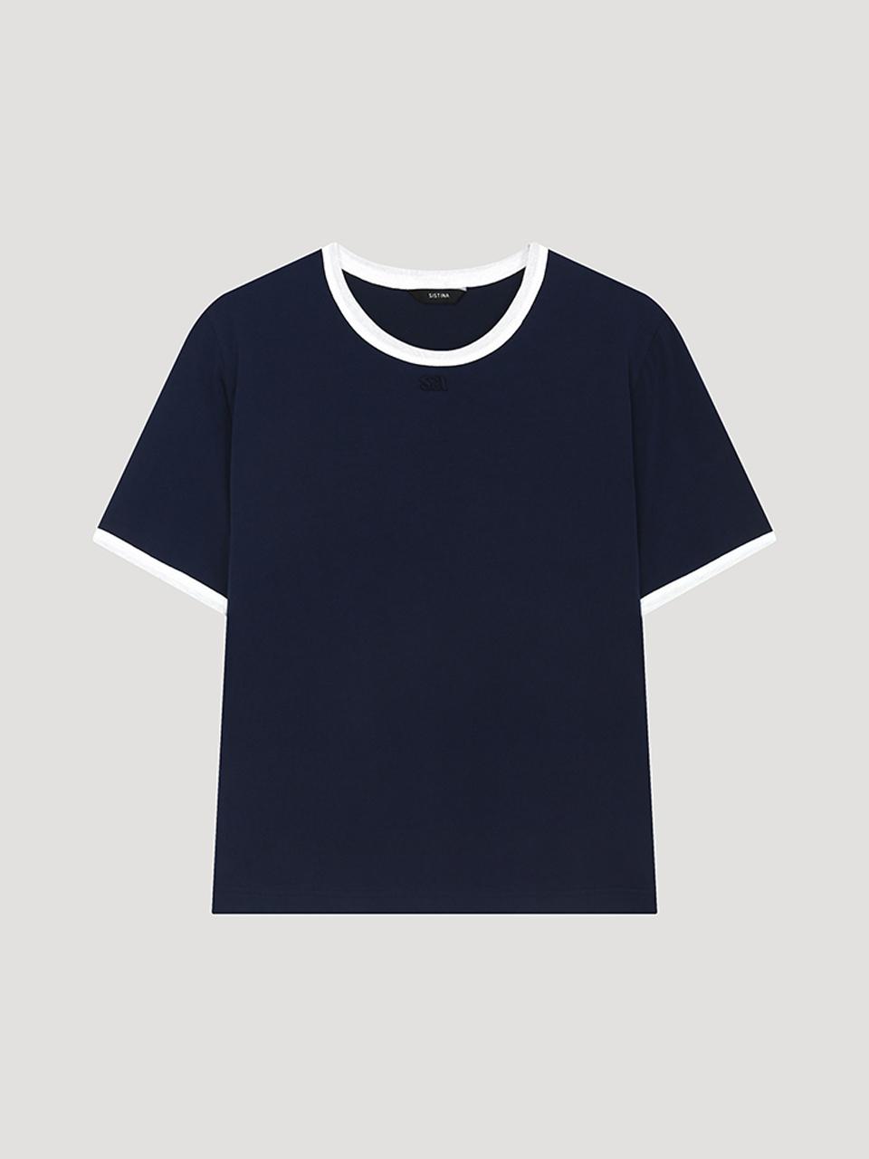 Sistina Color Block Embroidered Round Neck T-Shirt_Awjtsp21040_Dn Dark Navy/44
