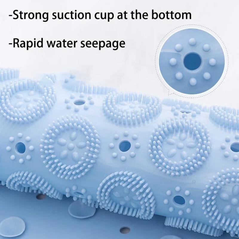 Bathroom Mat Anti-slip Sucker Round TPR Bath Mat with Drain Hole Silicone Bathing Rugs Foot Massage Pad Bathtub Soft Shower Mat