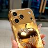 Sparkling Diamond Electroplated Golden Phone Case For iPhone 17Air 17 16 15 14 13 12 11 Pro Max Plus 16E XR 7 8 X Xr Glass Cover
