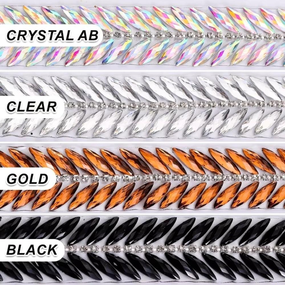1Yard Rhinestone Ribbon Hot Fix Rhinestone Trim DIY Repair Decoration Trim Beaded Lace Trim Glue on Resin Rhinestone Ribbon