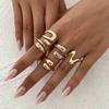 Ingemark 6 Styles Vintage Irregular Rhinestone Water Drop Open Rings Women Goth Adjustable Knuckle Rings Set Couple Jewelry Men