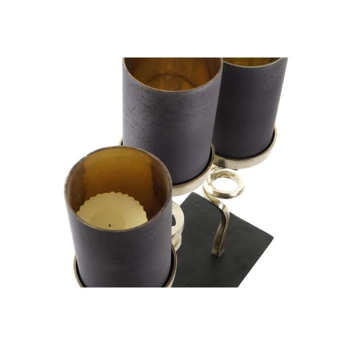 Bougeoir - Non spécifié - 37 x 16 x 47 cm - Verre et Aluminium - Gris et Doré