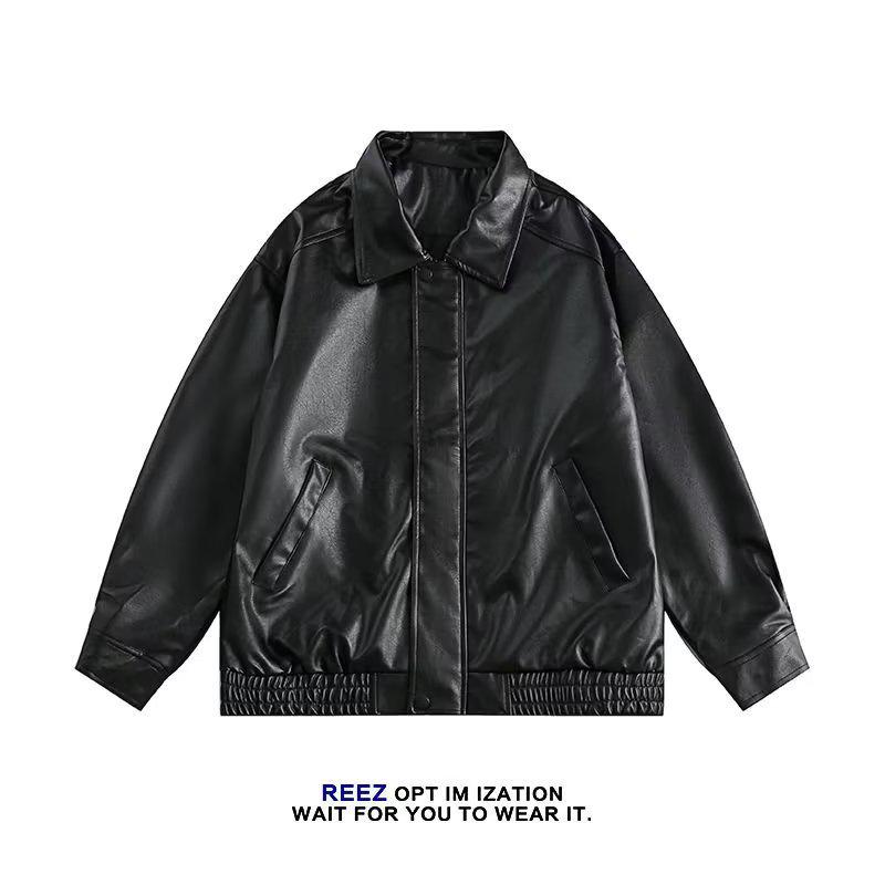 

Мужская мотоциклетная куртка из искусственной кожи в стиле ретро, модная повседневная одежда для весны и осени 3XL чёрный