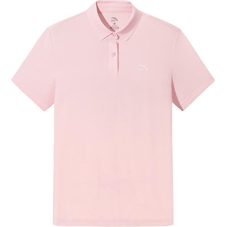 Anta Comfortable Casual Simple Solid Color Moisture Wicking Sports Polo Shirt Women tops Particle-Pink 962528116-6