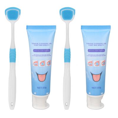 2pcs Clean Tongue Brush Set Bad Breath Remove Gentle Deep Cleaning Tongue Gel Brush Set