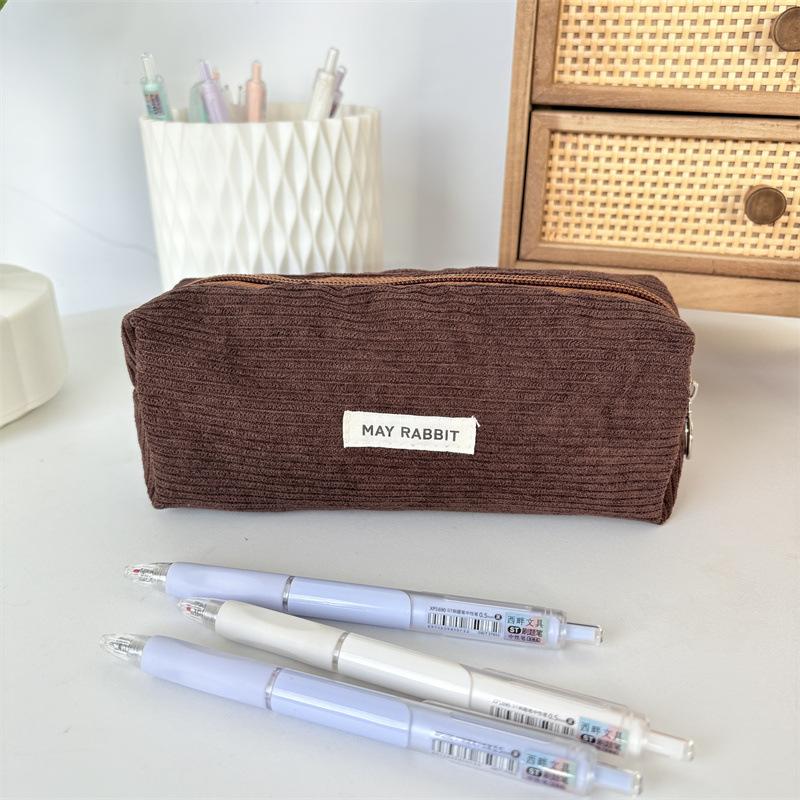 Cute Corduroy Makeup Bags Pencil Case Solid Color Pen Bag Pouch Gift for Girls School Office Stationery Organizer Supplies