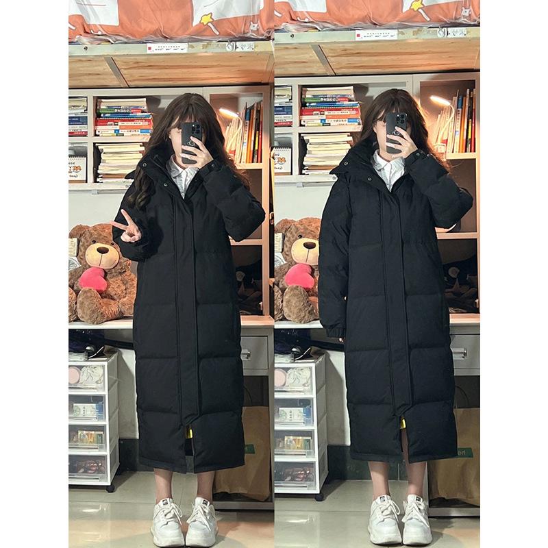 2024 Women's Mid-Length Over-the-Knee Cotton Jacket for Students - Thickened Winter Coat for Art Exams