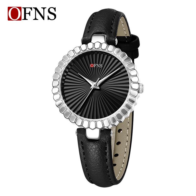 OFNS Light Luxury Women's Quartz Watch - Waterproof, Sunburst Dial, No Numerals
