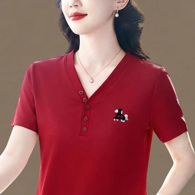 2026 Women's Short Sleeve Slimming Polo T-Shirt - Fashionable Casual Lapel Top