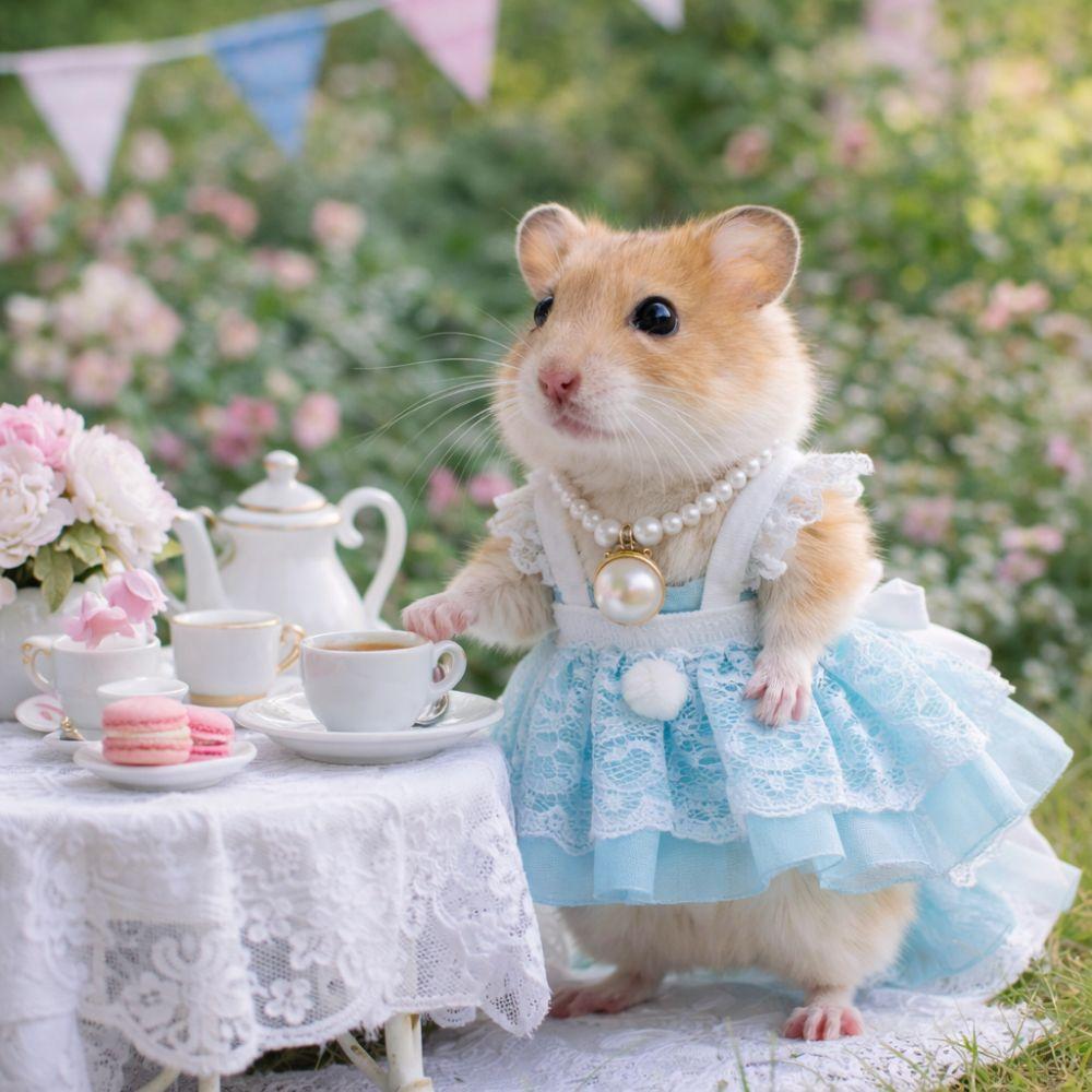 Beautiful Hamster Lace Skirt Comfortable with Pearl Necklace Small Pet Vest Handmade Hamster Clothes Indoor Outdoor