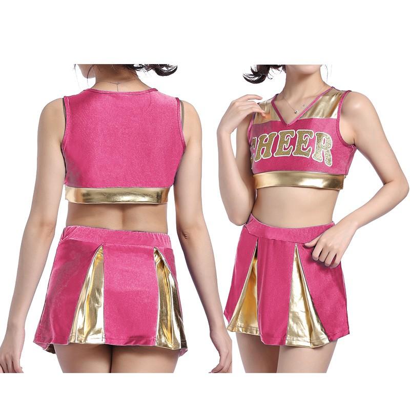 Womens Sexy Cheerleading Dance Costume Short Skirt Set Performance Competition