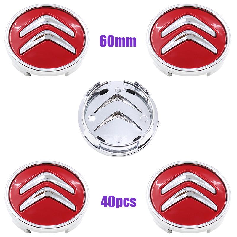 40 pièces 60mm 3D Logo Citroen Emblème de Voiture Cache-moyeu de Roue Accessoires de Style Autocollant de Jante Auto