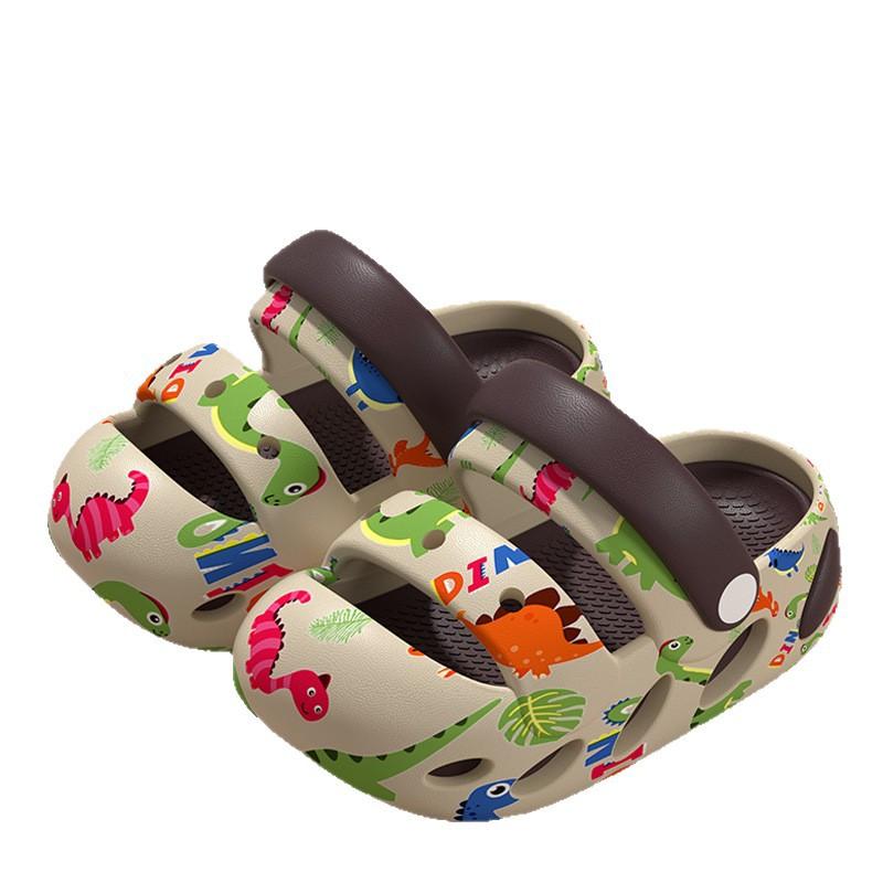 Peach-colored painted slippers for children, summer boys' and girls' clogs, baby and toddler non-slip soft-soled sandals