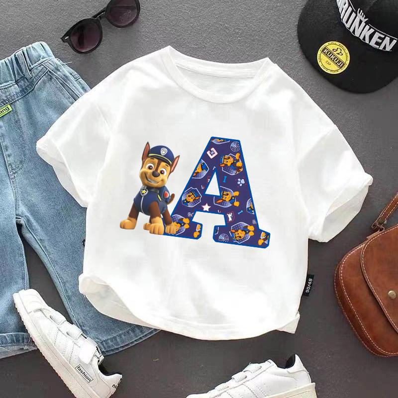 Paw Patrol Children's Short-Sleeve T-Shirt Cartoon Print Girls' Summer Casual Round Neck Top Children's Birthday Gift