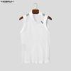 INCERUN Men Cutout Neck Sleeveless Mesh See Through Stitching Tank Tops