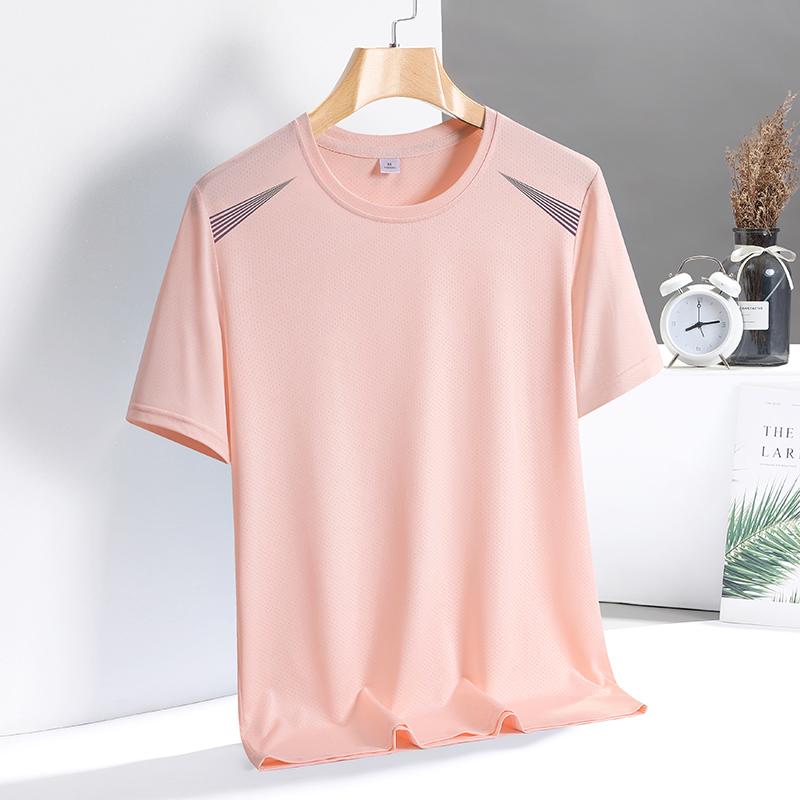 Camouflage Ice Silk Short-sleeved T-shirt Men's Thin Loose Quick-drying T-shirt Running Sports Elastic Men's Top Large Size