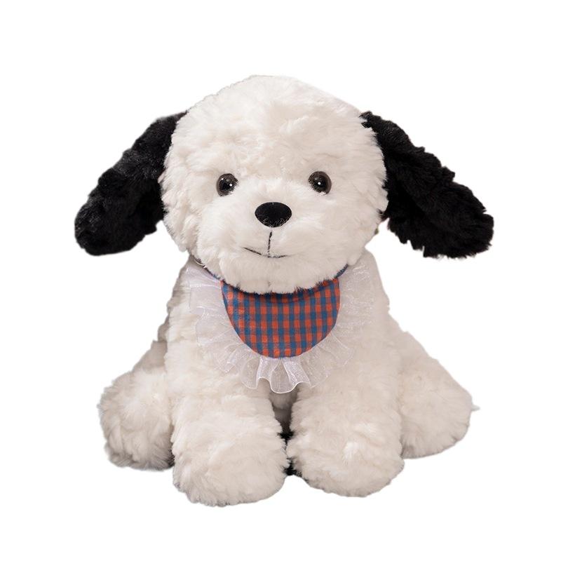 

25 см кавайная мультяшная плюшевая собачка кукла подушка коричневая белая кудрявый нагрудник плюшевая игрушка домашний декор подарок на день рождения для мальчиков и девочек about 25cm белый