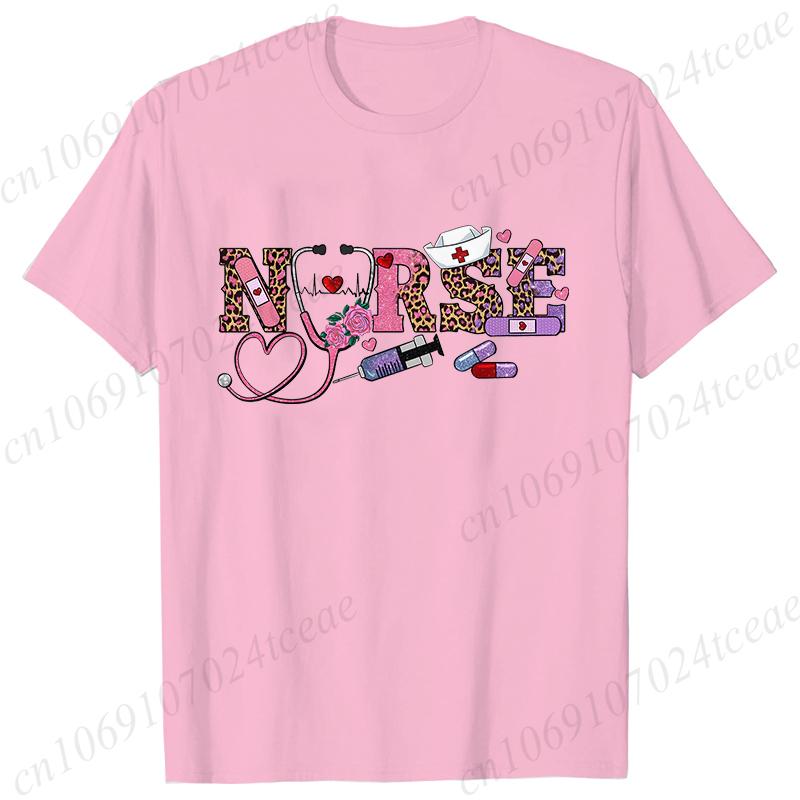 New Women T Shirt Pullover Oversize Valentines Day Love Nurse Print T-Shirt Casual Short Sleeve Women T-Shirt Nurse Tees Gifts
