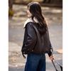 XINFEIYU Women's Winter Faux Lamb Wool Lined PU Leather Lapel Coat