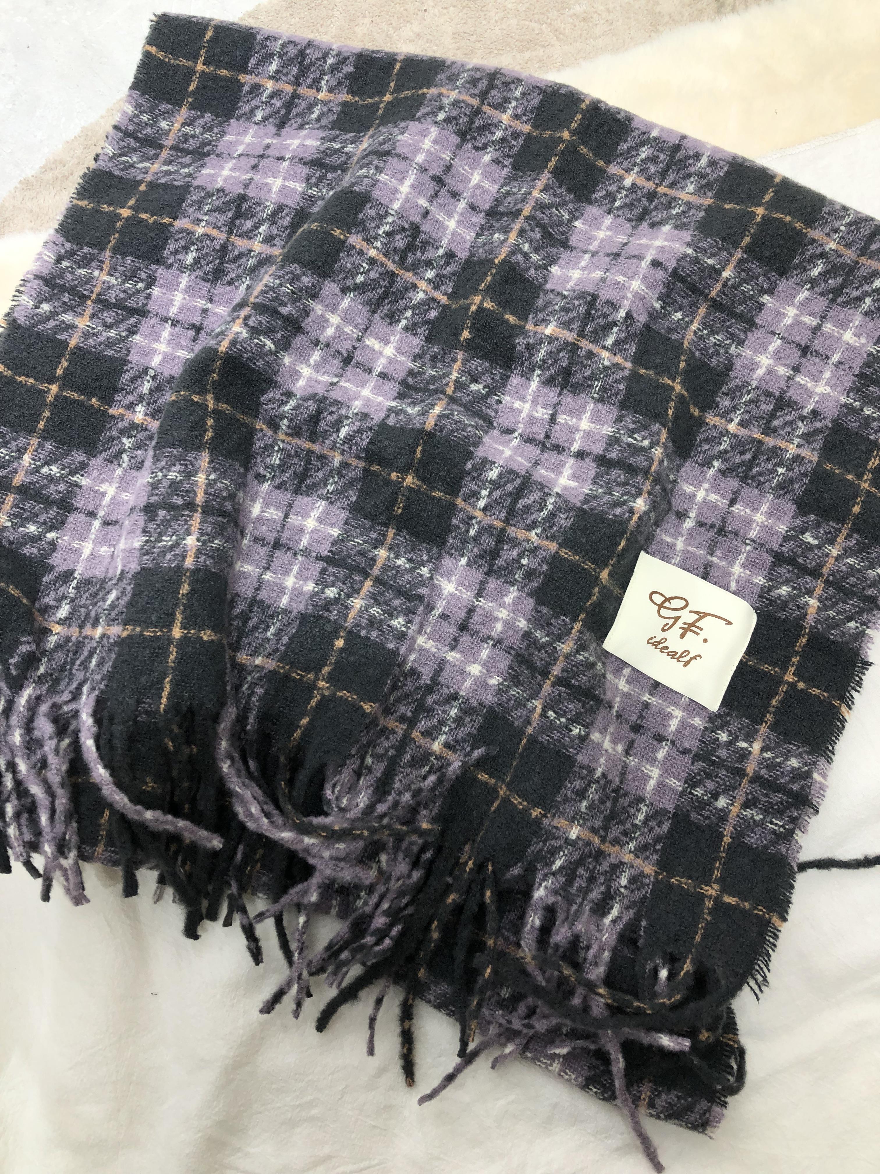 

Ароматный таро фиолетовый расширенный шарф из искусственного кашемира женский зимний корейский вариант универсальный клетчатый платок мягкий клейкий утолщенный теплый воротник scarf